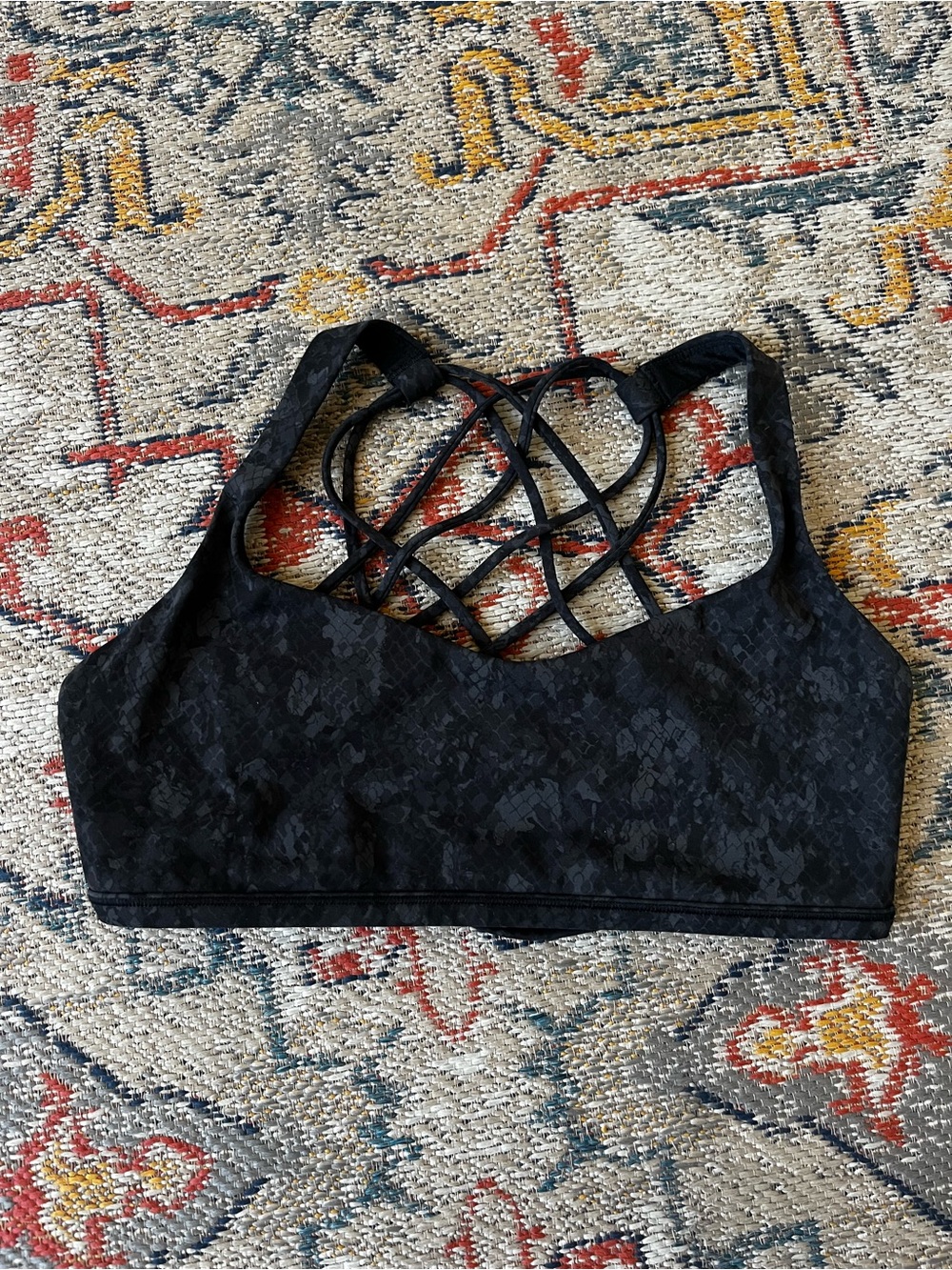 lululemon athletica Black Strappy Lace-Pattern Sports Bralette 10